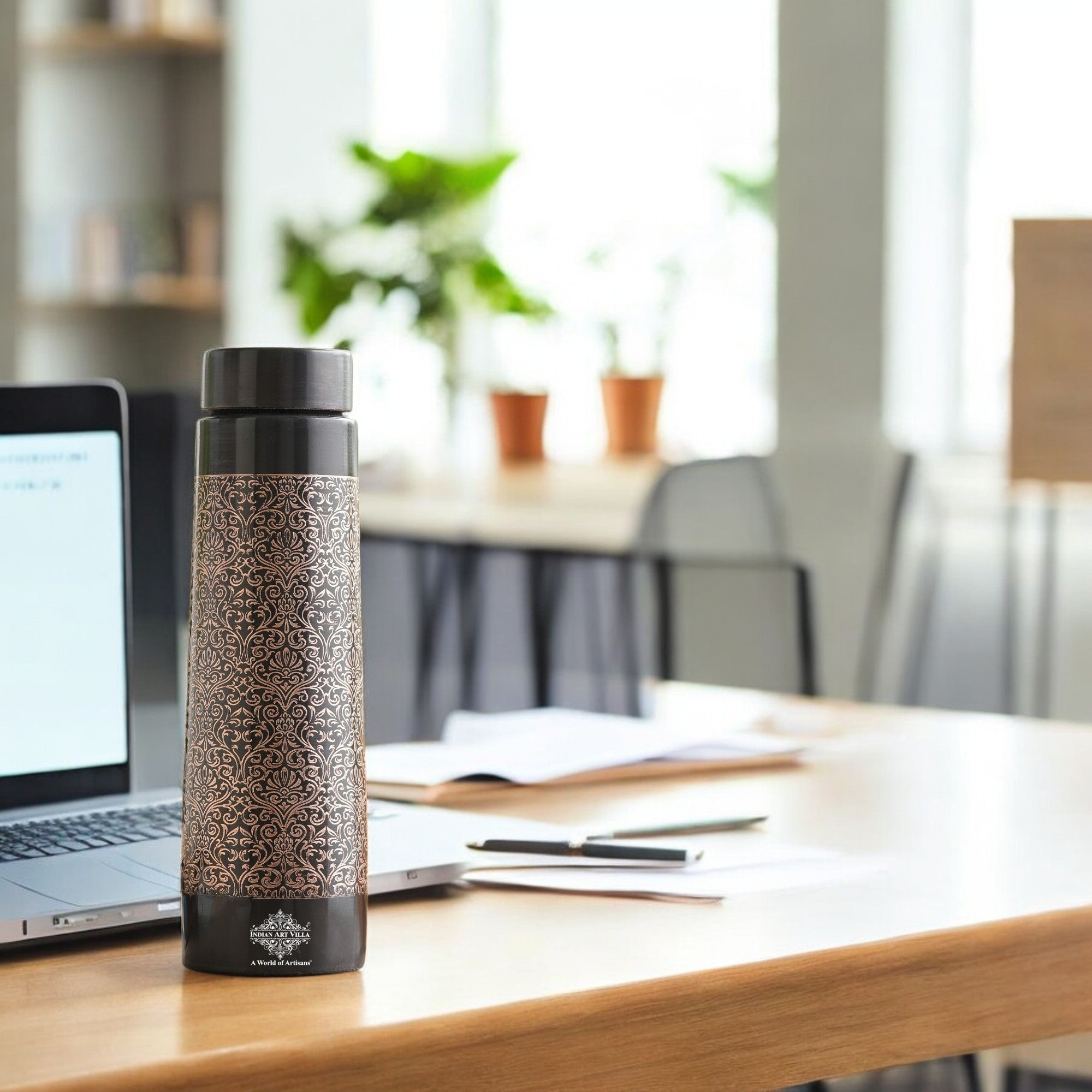 Pure Copper Water Bottle – Pyramid Shape, 900 ML