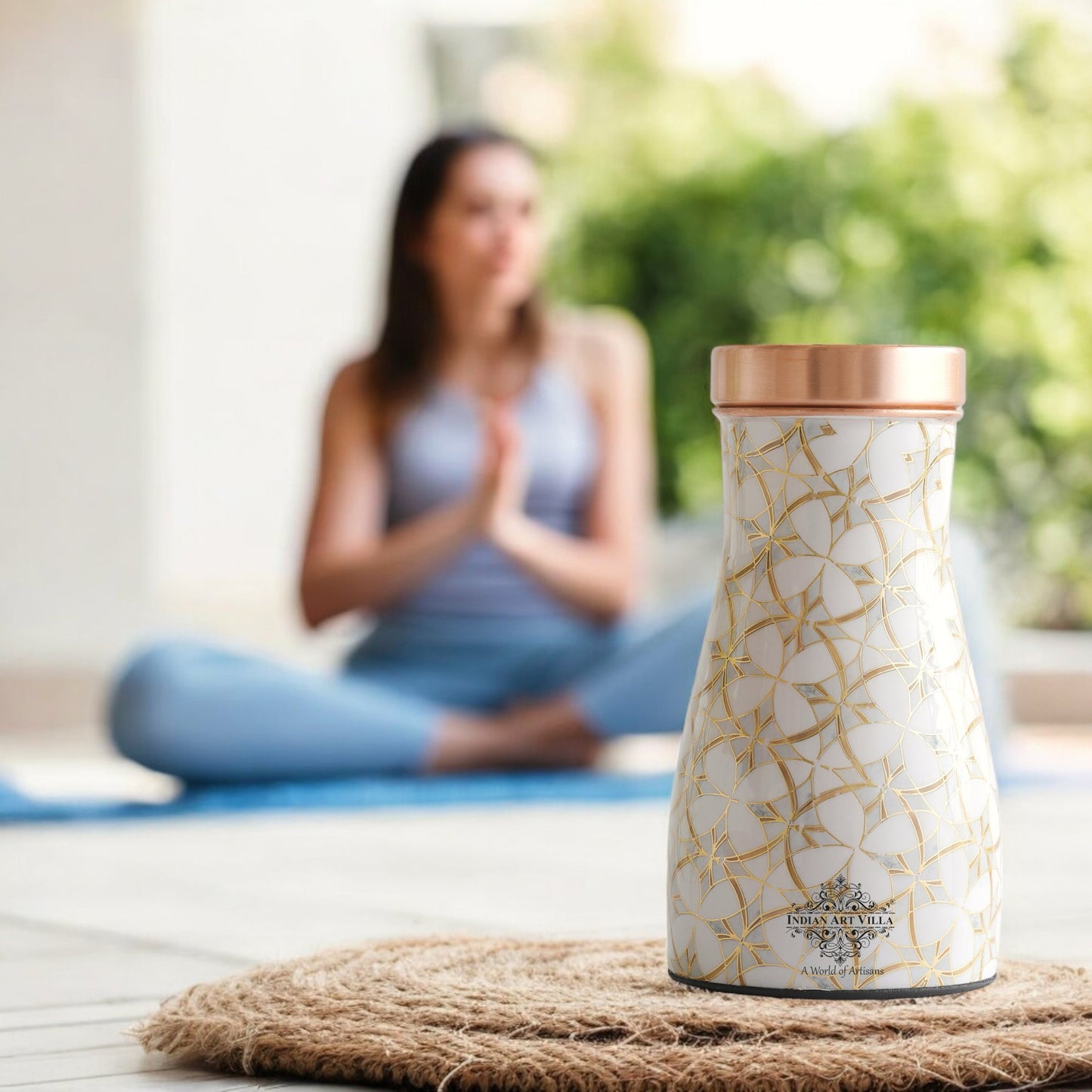 Pure Copper Gold Print Luxury Design Bedroom Bottle,  Home Décor, Marble Finish, 950 ml