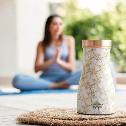 Pure Copper Gold Print Luxury Design Bedroom Bottle,  Home Décor, Marble Finish, 950 ml