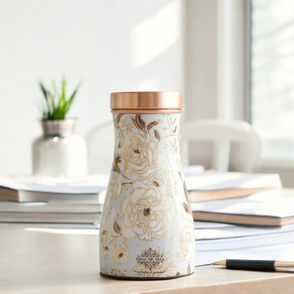 Pure Copper Gold Print Luxury Design Bedroom Bottle,  Home Décor, Marble Finish, 950 ml