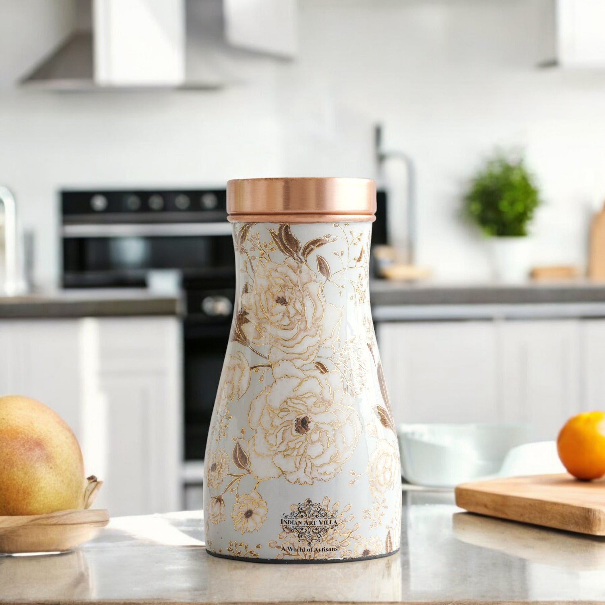 Pure Copper Gold Print Luxury Design Bedroom Bottle,  Home Décor, Marble Finish, 950 ml