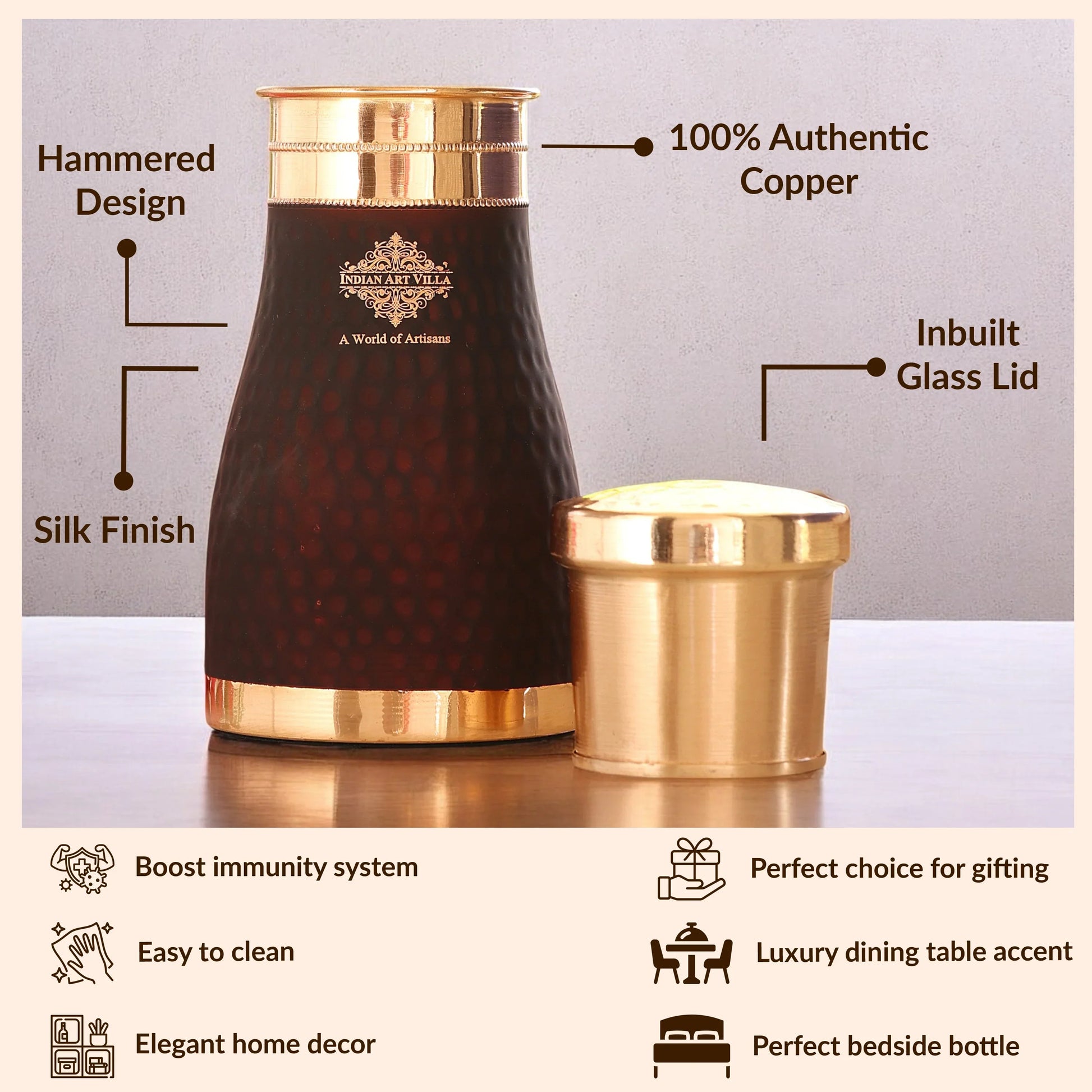 Personalized Copper Silk Finish Bedroom Water Bottle 950 ML