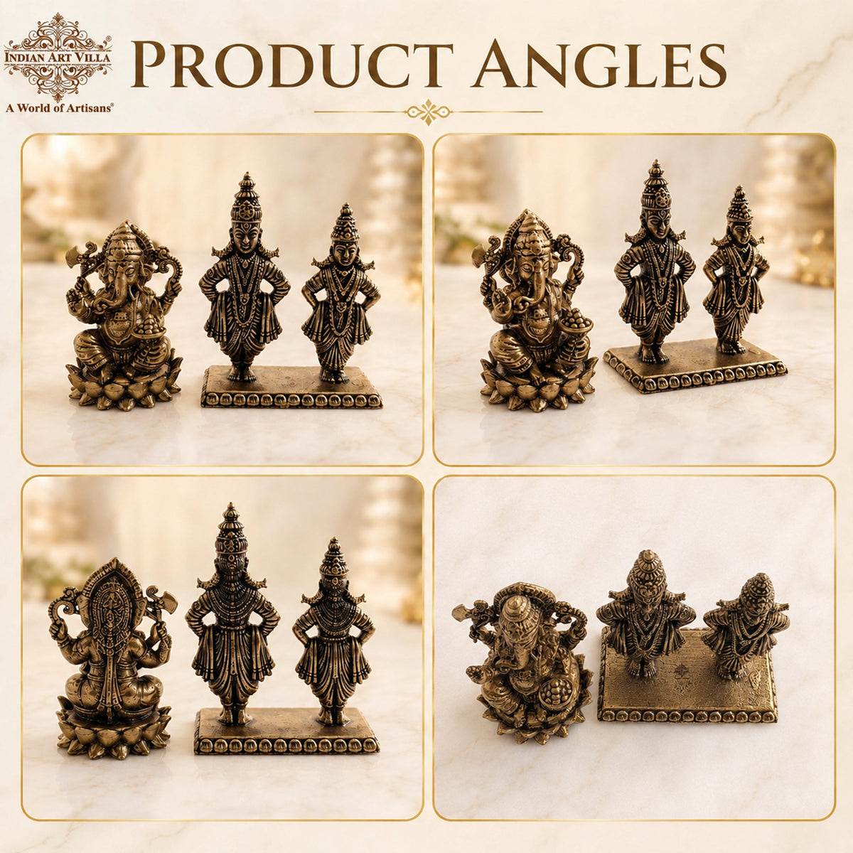 Pure Brass Miniature Vitthal Rukmini Devotional Murti Pair