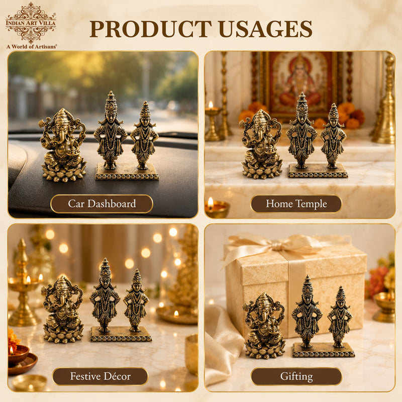 Pure Brass Miniature Vitthal Rukmini Devotional Murti Pair
