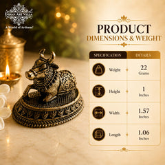 Pure Brass Miniature Sitting Nandi Ji Murti - 2.54 cm