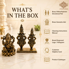 Pure Brass Miniature Vitthal Rukmini Devotional Murti Pair