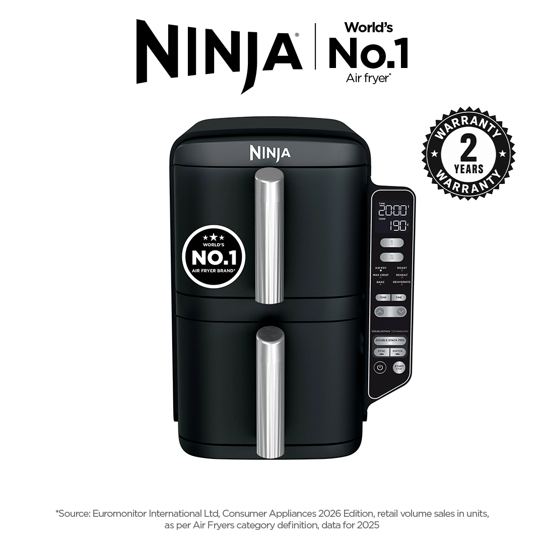 Ninja Double Stack DualZone Digital Air Fryer (SL300IN) | 7.6L, Cook 4 Foods at Once | Vertical Design
