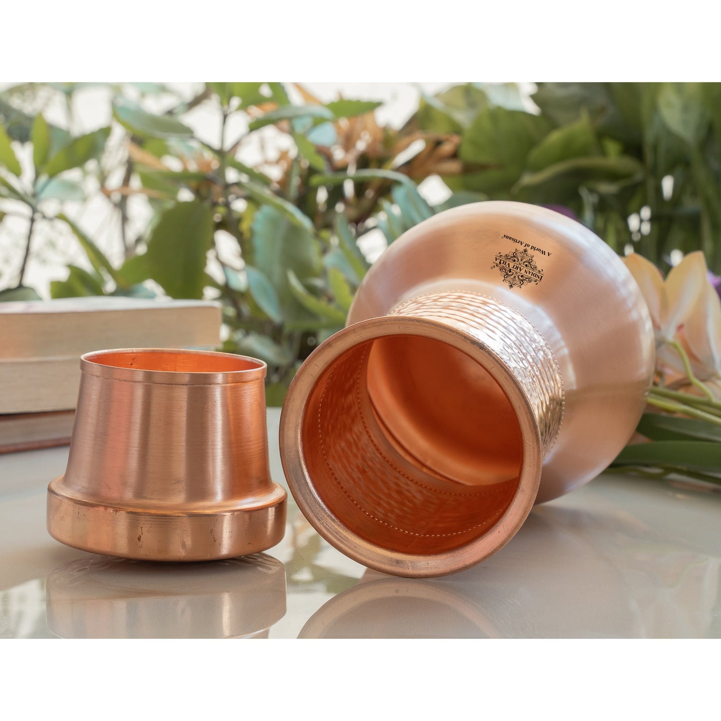 Pure Copper Smooth Hammered Design Lacquer Coated Bedroom Bottle