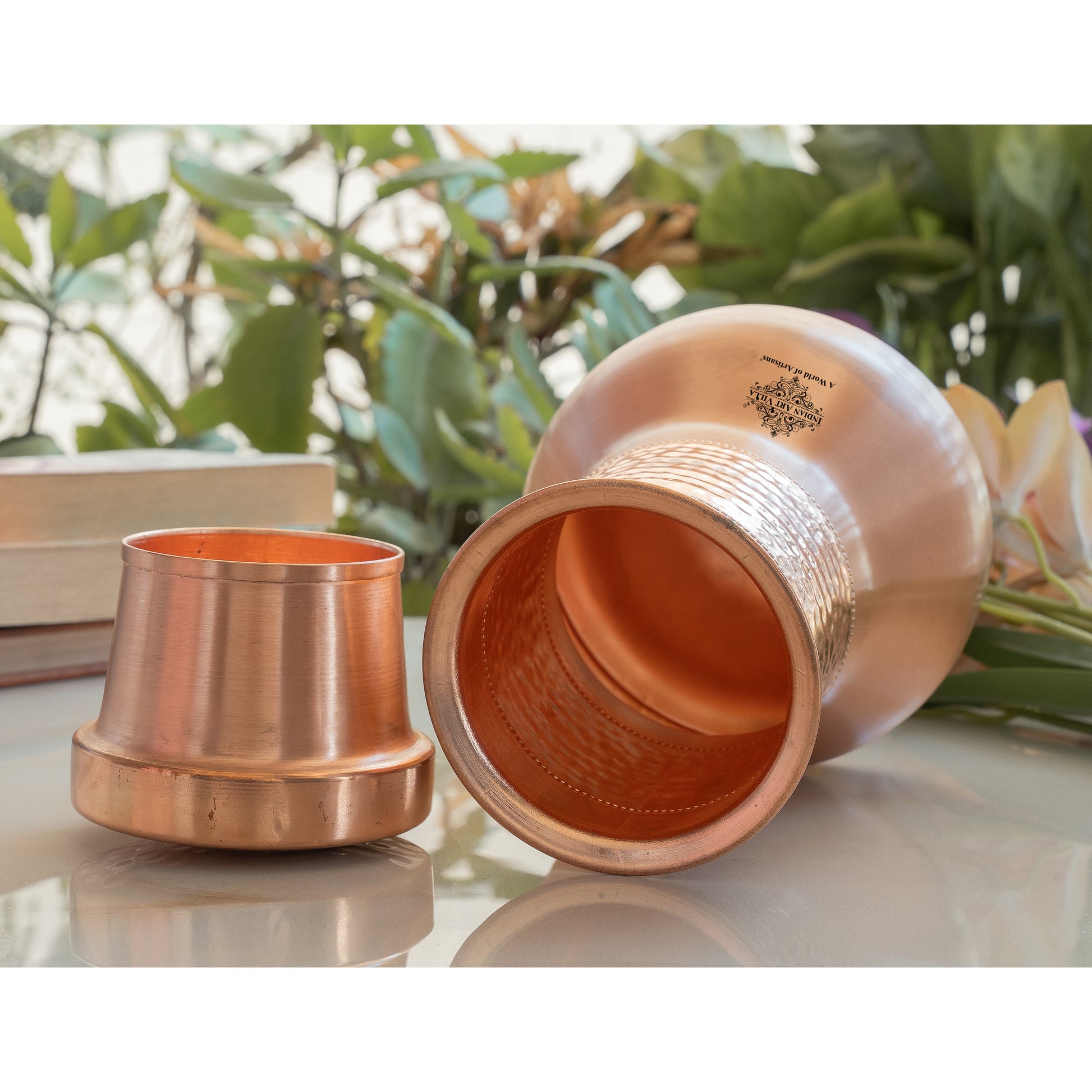 Pure Copper Smooth Hammered Design Lacquer Coated Bedroom Bottle