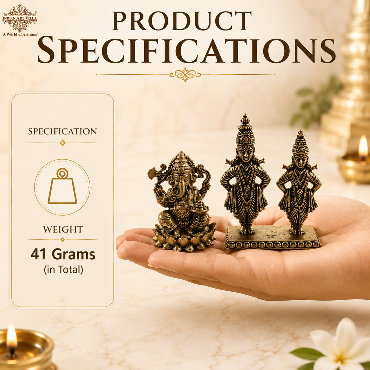 Pure Brass Miniature Vitthal Rukmini Devotional Murti Pair