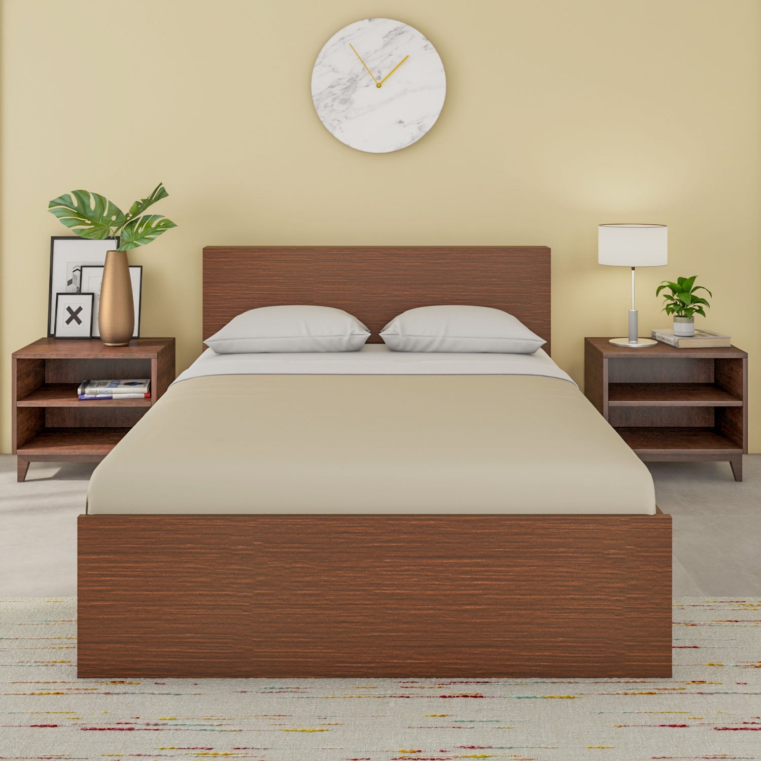 Nilkamal Arthur Plus Double Bed (Legno Oak Dark)