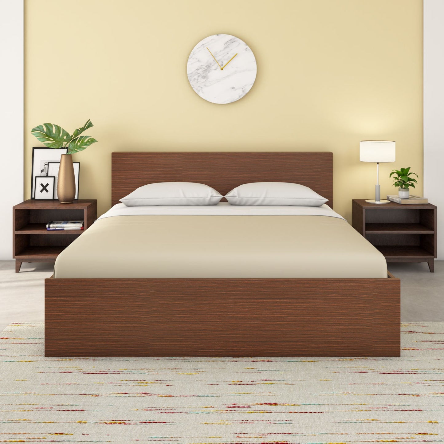 Nilkamal Arthur Plus Queen Bed (Legno Oak Dark)