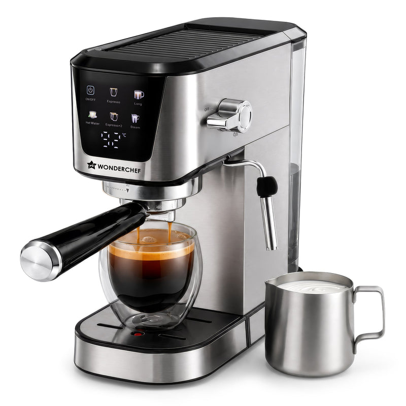 Wonderchef Prebook Athena 20-Bar Espresso Coffee Machine, Built-in Frother for Cappuccino & Latte, Metal Porta Filter, D