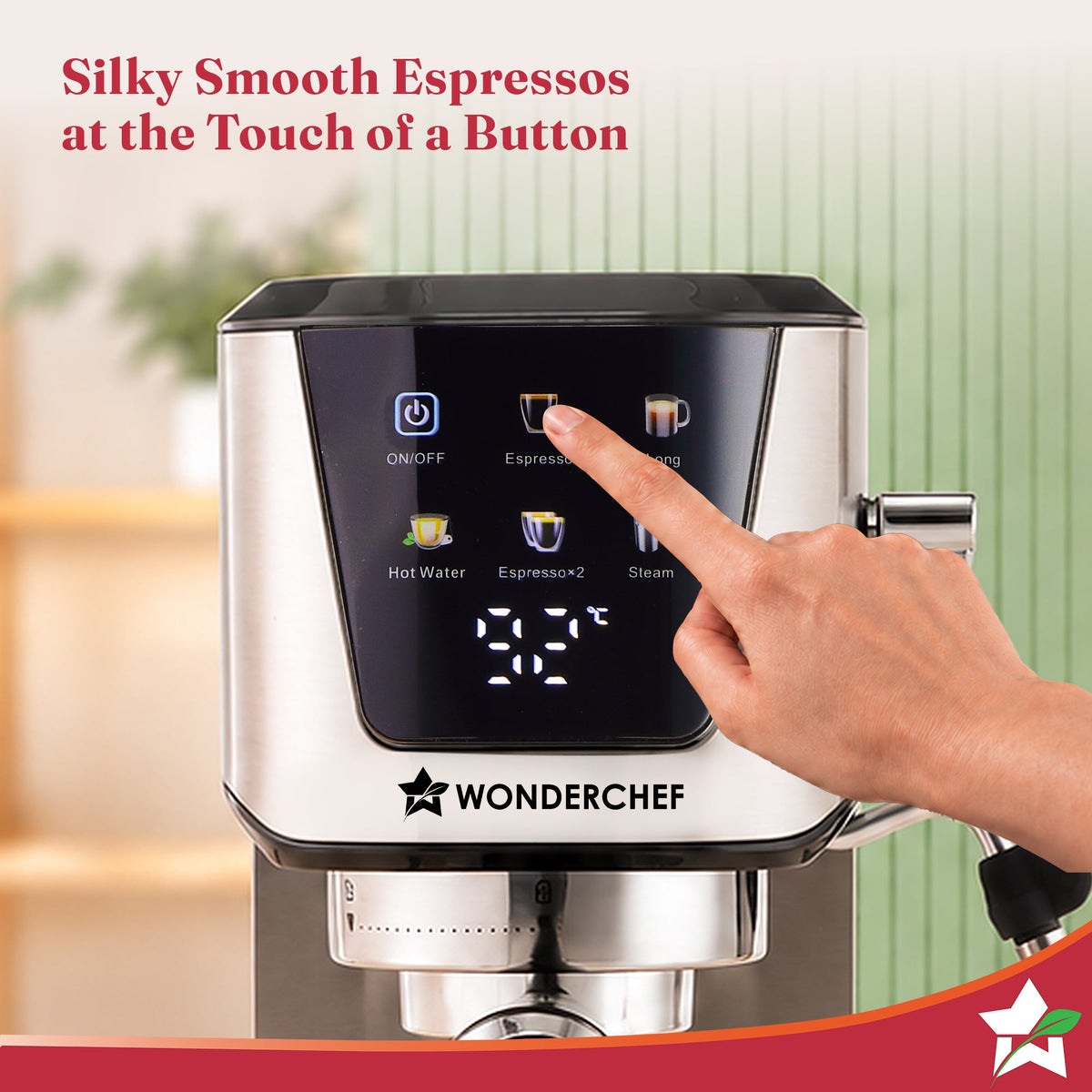 Wonderchef Prebook Athena 20-Bar Espresso Coffee Machine, Built-in Frother for Cappuccino & Latte, Metal Porta Filter, D