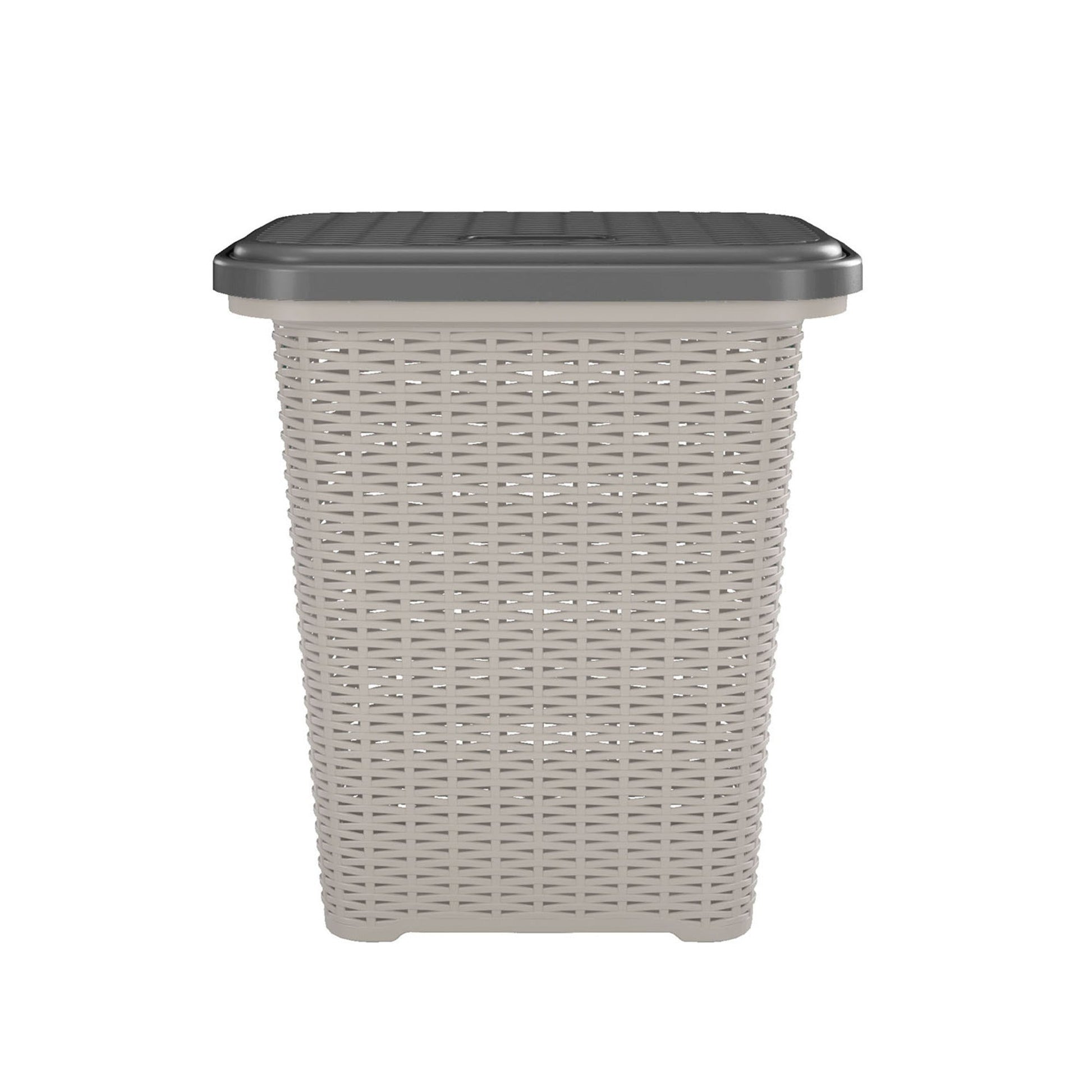 Nilkamal Elegance Laundry Basket 50 Litre with Lid  (Silky Grey & Charcoal Grey)