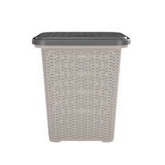 Nilkamal Elegance Laundry Basket 50 Litre with Lid  (Silky Grey & Charcoal Grey)