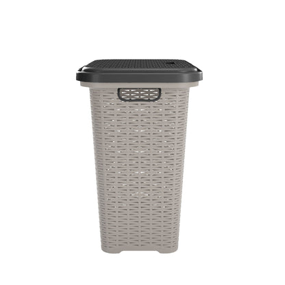Nilkamal Elegance Laundry Basket 50 Litre with Lid  (Silky Grey & Charcoal Grey)
