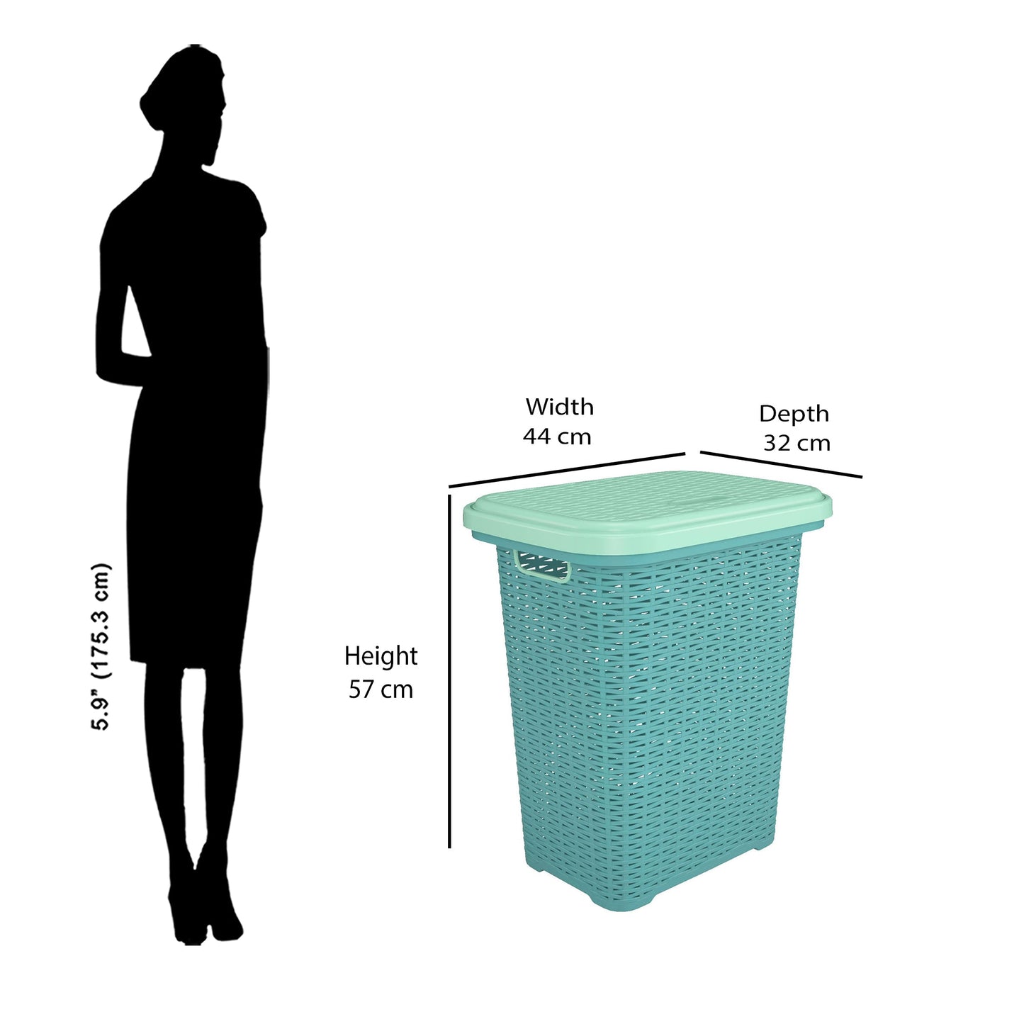 Nilkamal Elegance Laundry Basket 50 Litre with Lid (Sapphire Blue & Sea Blue)