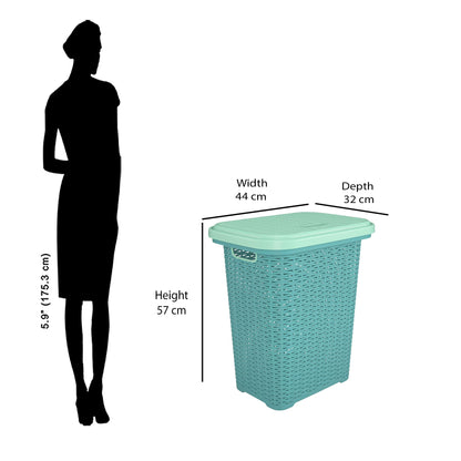 Nilkamal Elegance Laundry Basket 50 Litre with Lid (Sapphire Blue & Sea Blue)