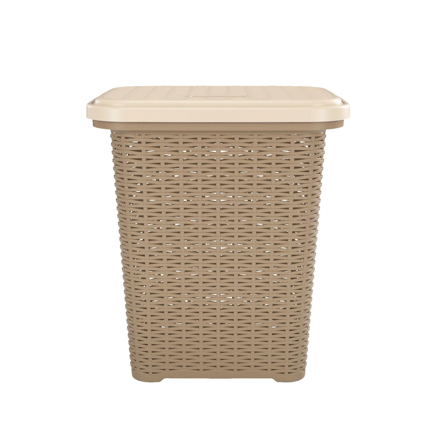 Nilkamal Elegance Laundry Basket 50 Litre with Lid (Sandy Brown & Marble Cream)