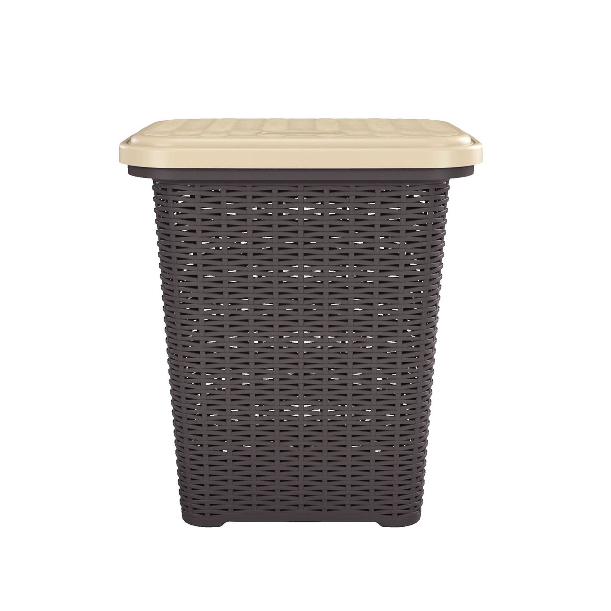 Nilkamal Elegance Laundry Basket 50 Litre with Lid (Season Rust Brown & Marble Beige)