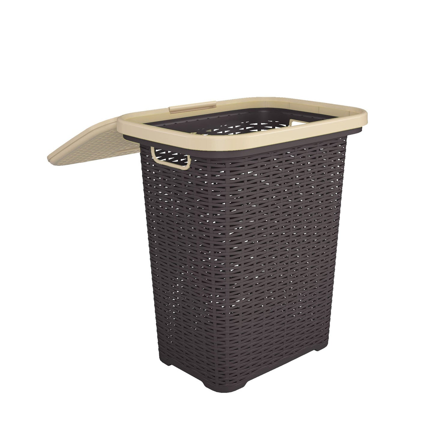 Nilkamal Elegance Laundry Basket 50 Litre with Lid (Season Rust Brown & Marble Beige)