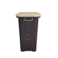 Nilkamal Elegance Laundry Basket 50 Litre with Lid (Season Rust Brown & Marble Beige)