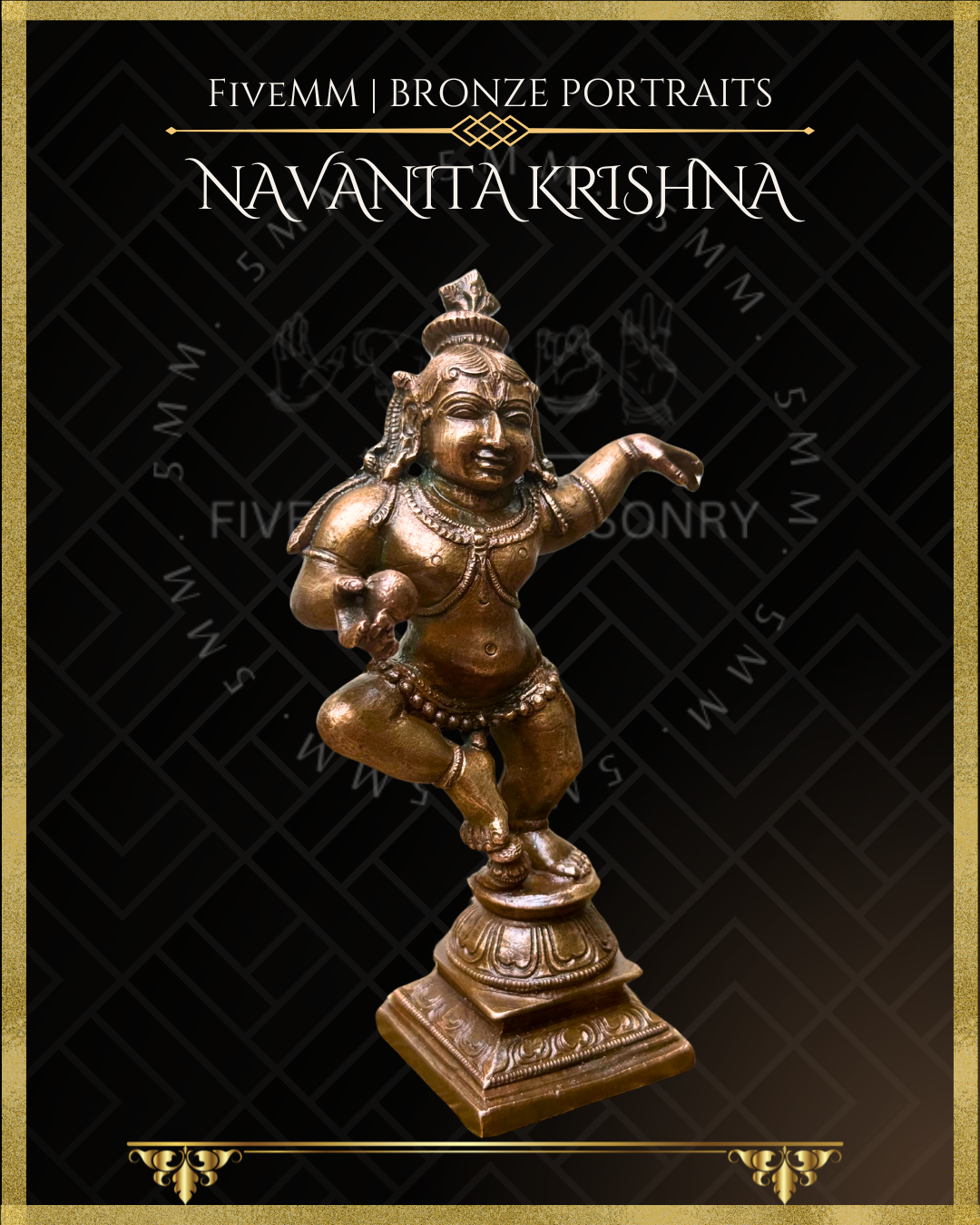 Navanita Krishna Panchaloha Bronze Icon - 4"
