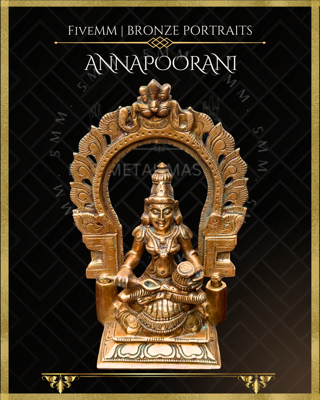 Annapoorani / Annapurna Panchaloha Bronze Icon - 7" with arch
