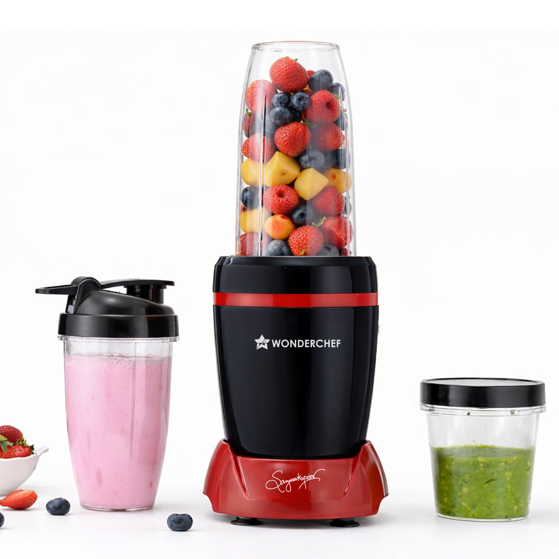 Wonderchef Nutri-Blend Turbo 750W Mixer Grinder Blender Smoothie Maker, 22000 RPM, 3 Jars, Stainless-Steel Blades, Sippe
