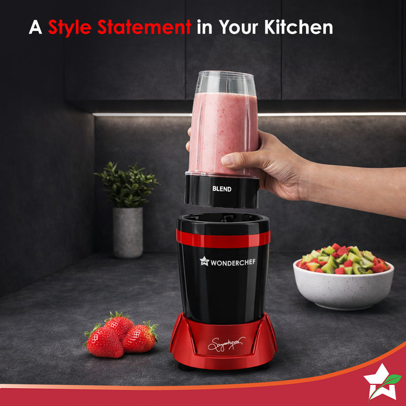 Wonderchef Nutri-Blend Turbo 750W Mixer Grinder Blender Smoothie Maker, 22000 RPM, 3 Jars, Stainless-Steel Blades, Sippe