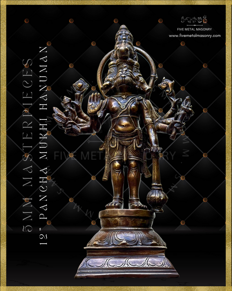 Pancha Mukhi Hanuman Panchaloha Bronze Icon - 12"-  Masterpieces Collection