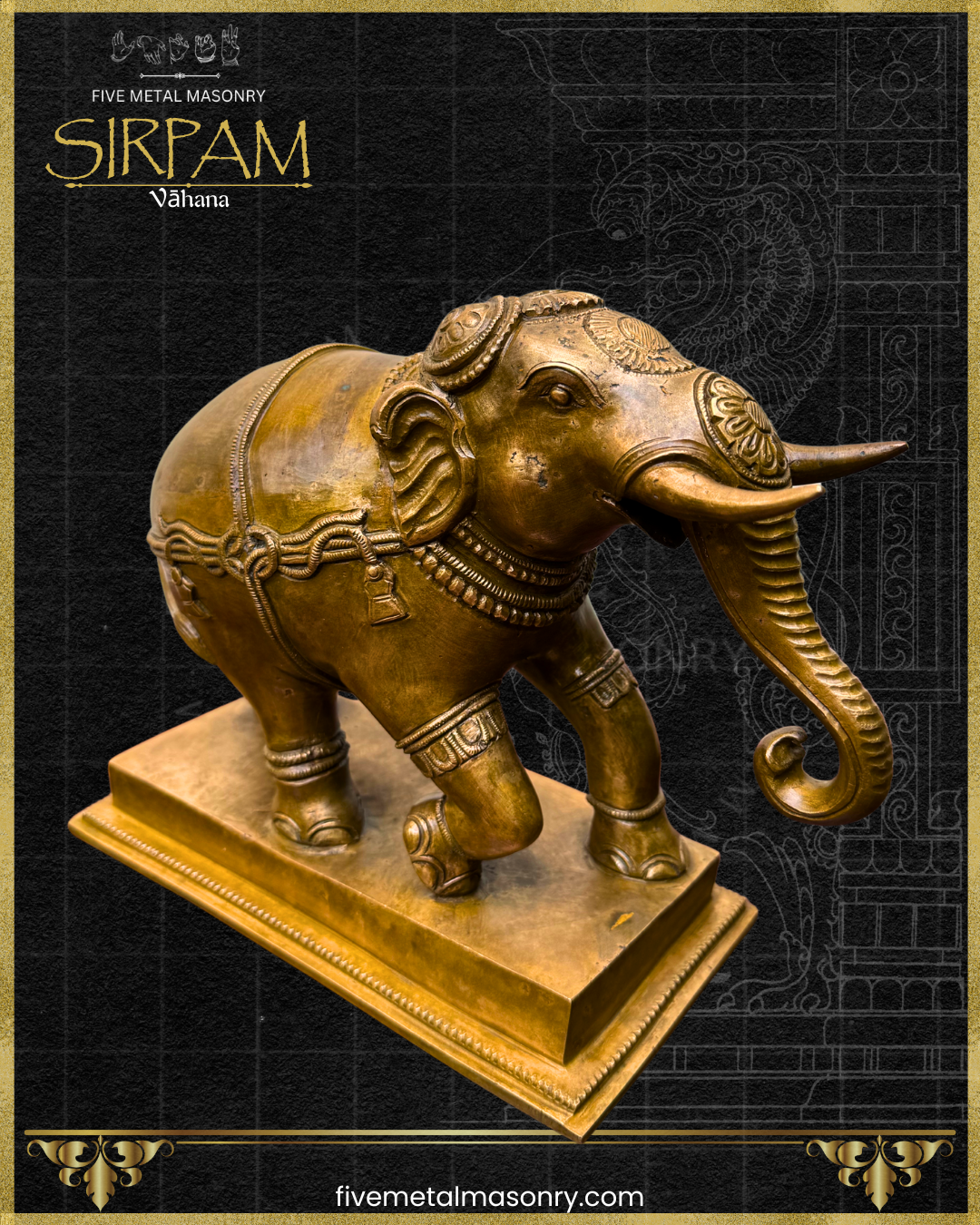 Gaja:Elephant Panchaloha Bronze Icon - 8" - Sirpam Collection