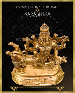 Sarabhesvara Shiva Panchaloha Bronze Icon - 10" -Polished finish