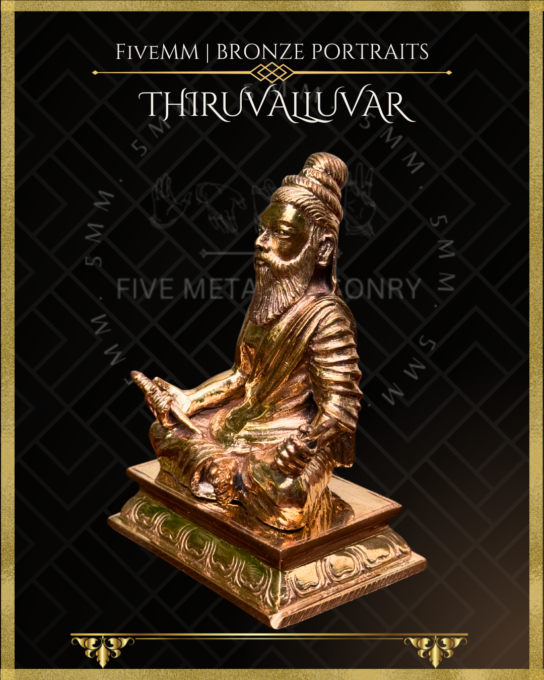 Thiruvalluvar- Tamil Poet and Sage - Panchaloha Bronze Icon -3.5" - Polished finish