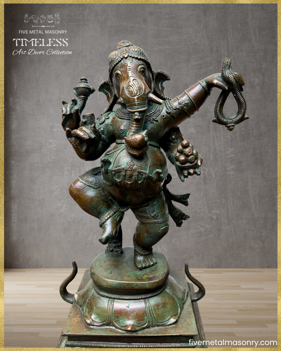 Dancing (Nrtta) Ganesha - Panchaloha Bronze Icon - 14"- Timeless Collection
