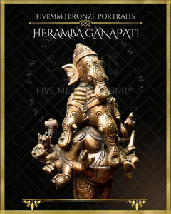 Heramba Ganapati Panchaloha Bronze Icon - 8" Standing