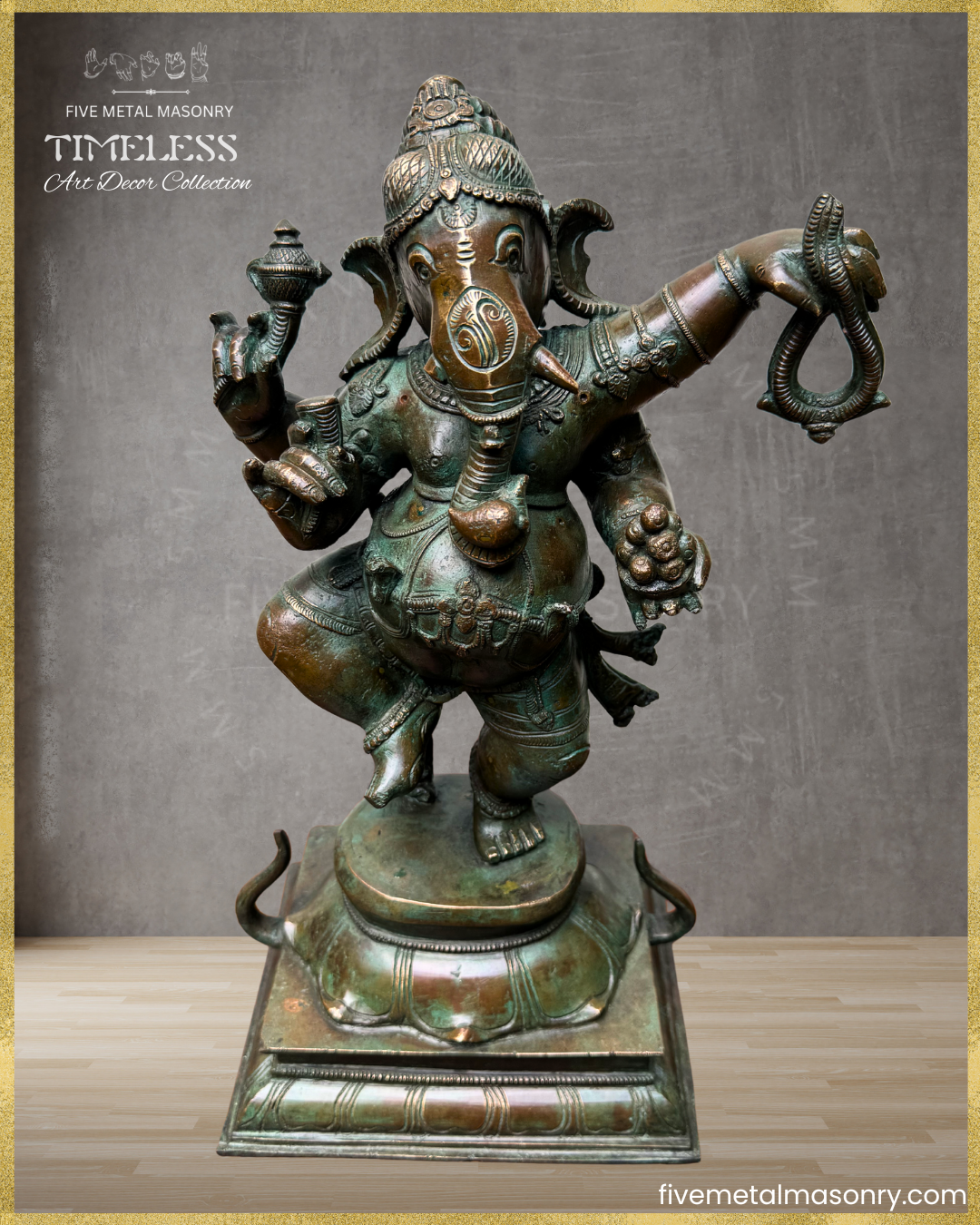 Dancing (Nrtta) Ganesha - Panchaloha Bronze Icon - 14"- Timeless Collection