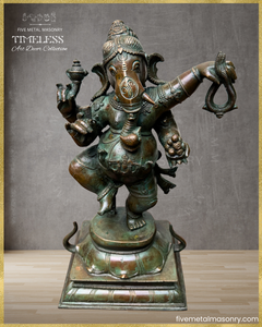 Dancing (Nrtta) Ganesha - Panchaloha Bronze Icon - 14"- Timeless Collection