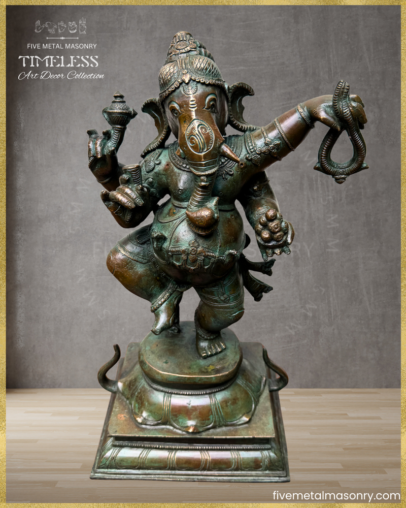 Dancing (Nrtta) Ganesha - Panchaloha Bronze Icon - 14"- Timeless Collection