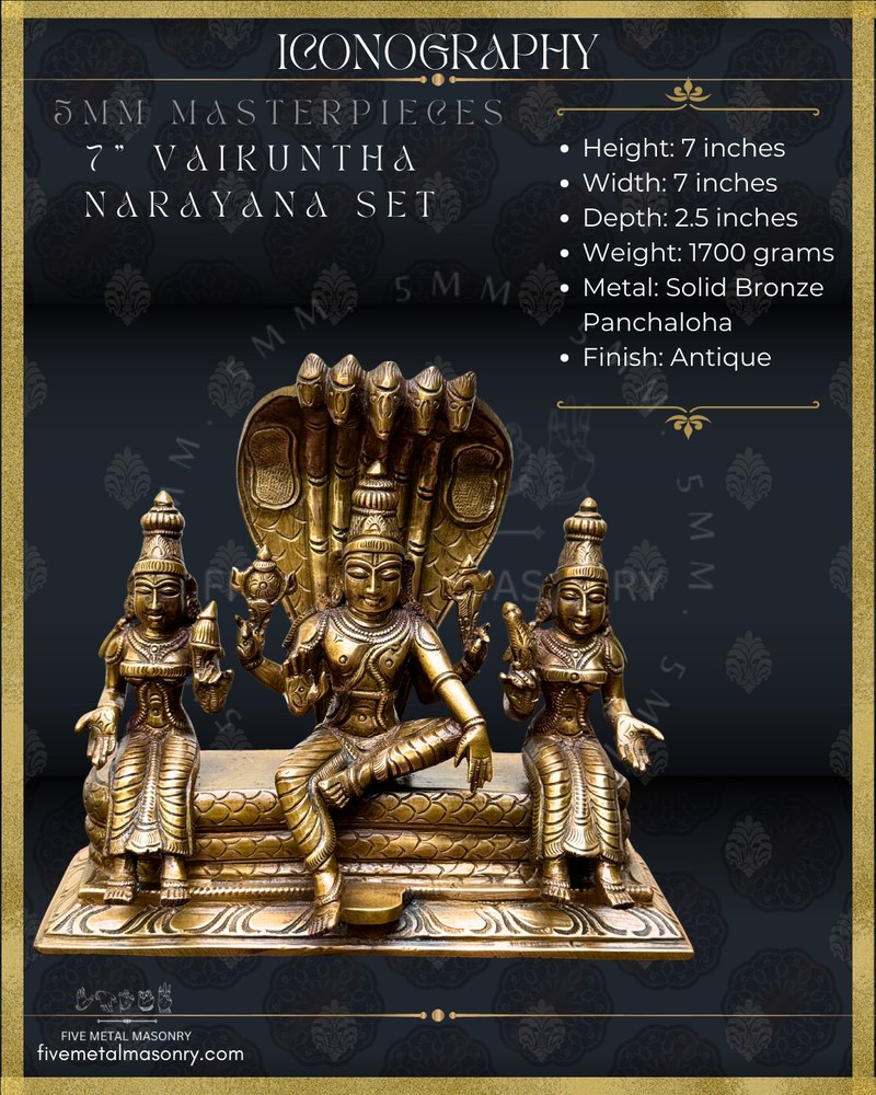Vaikunta Narayana Panchaloha Bronze Icon Set - 7"-  Masterpieces Collection