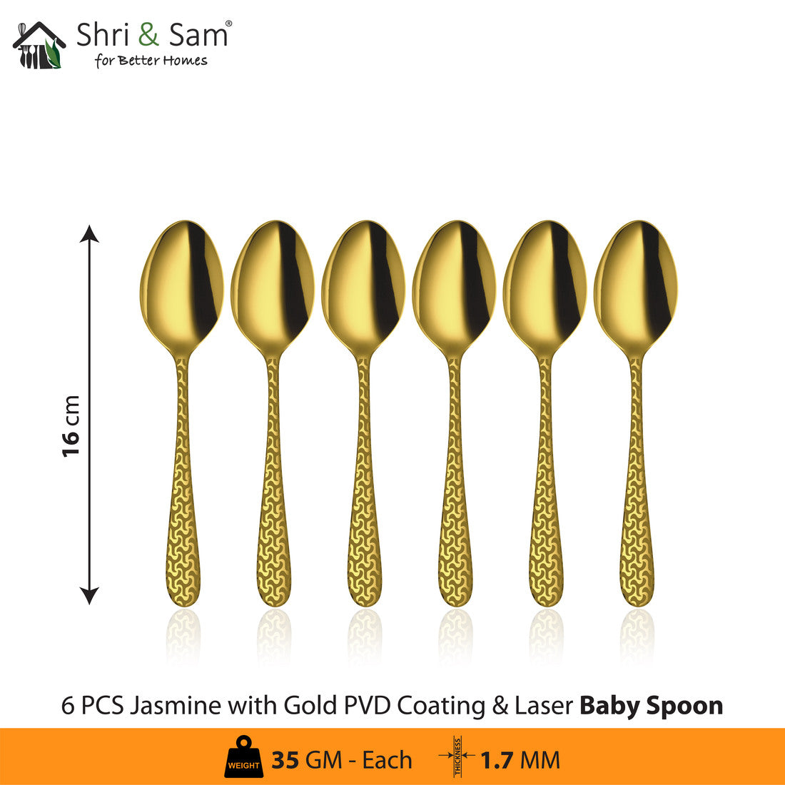 Stainless Steel Cutlery with Gold PVD Coating & Laser 1 Jasmine