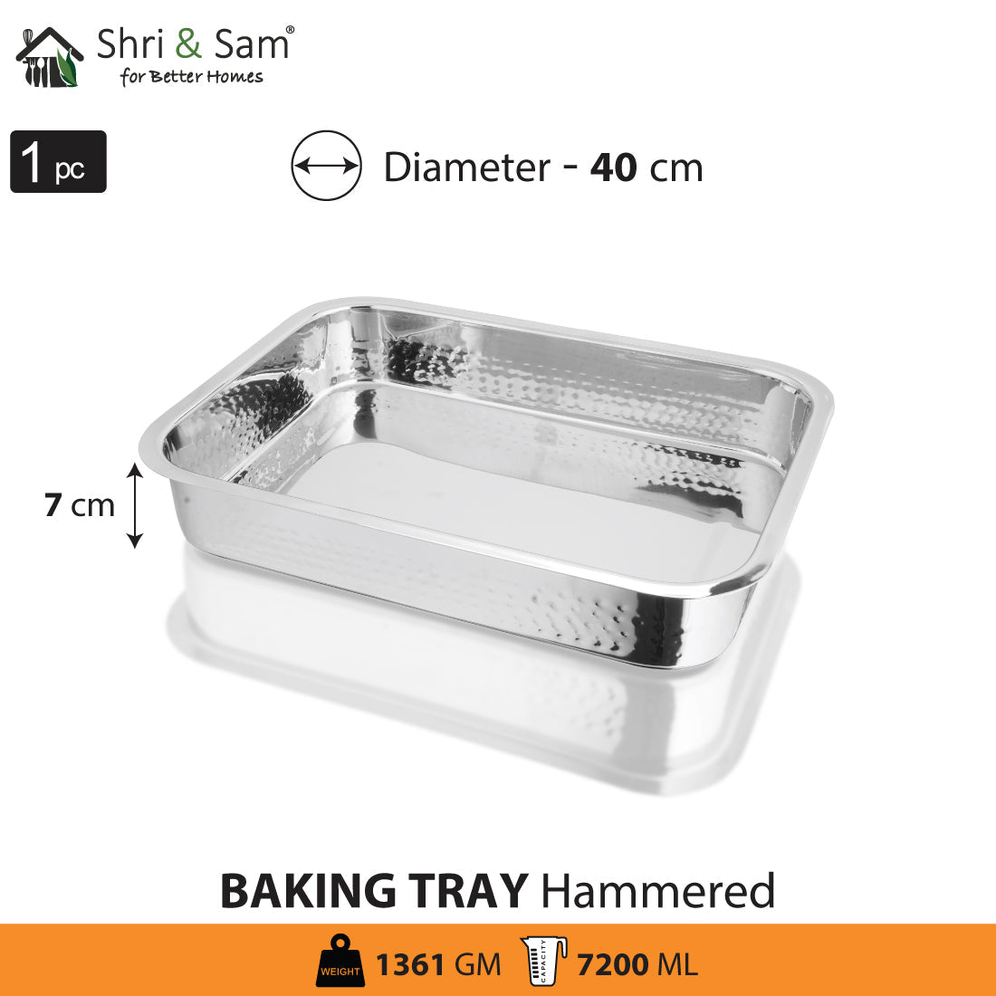 Stainless Steel Hammered Rectangular Baking Tray