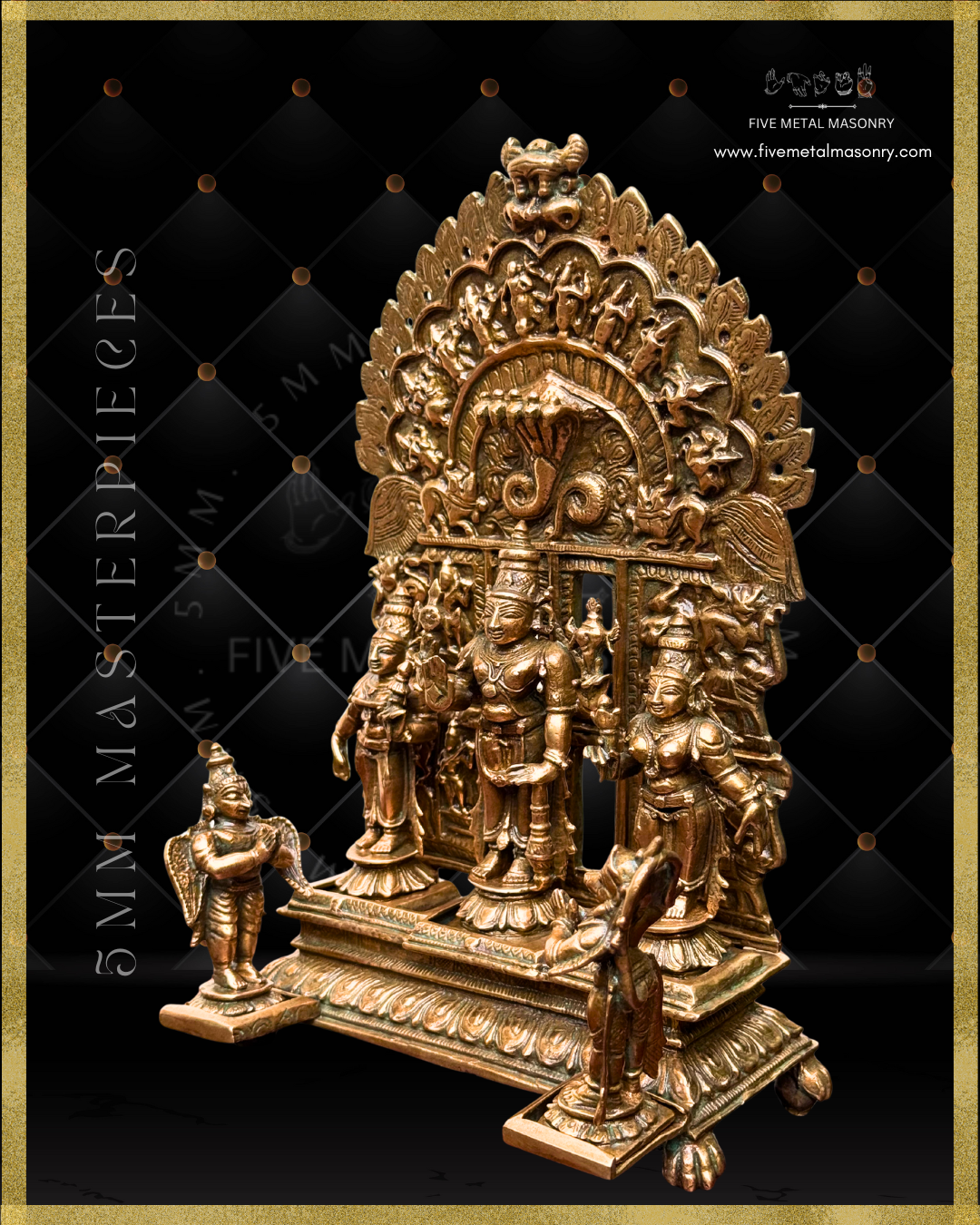 Vishnu Panchaloha Bronze Icon Set - 9" with arch-  Masterpieces Collection
