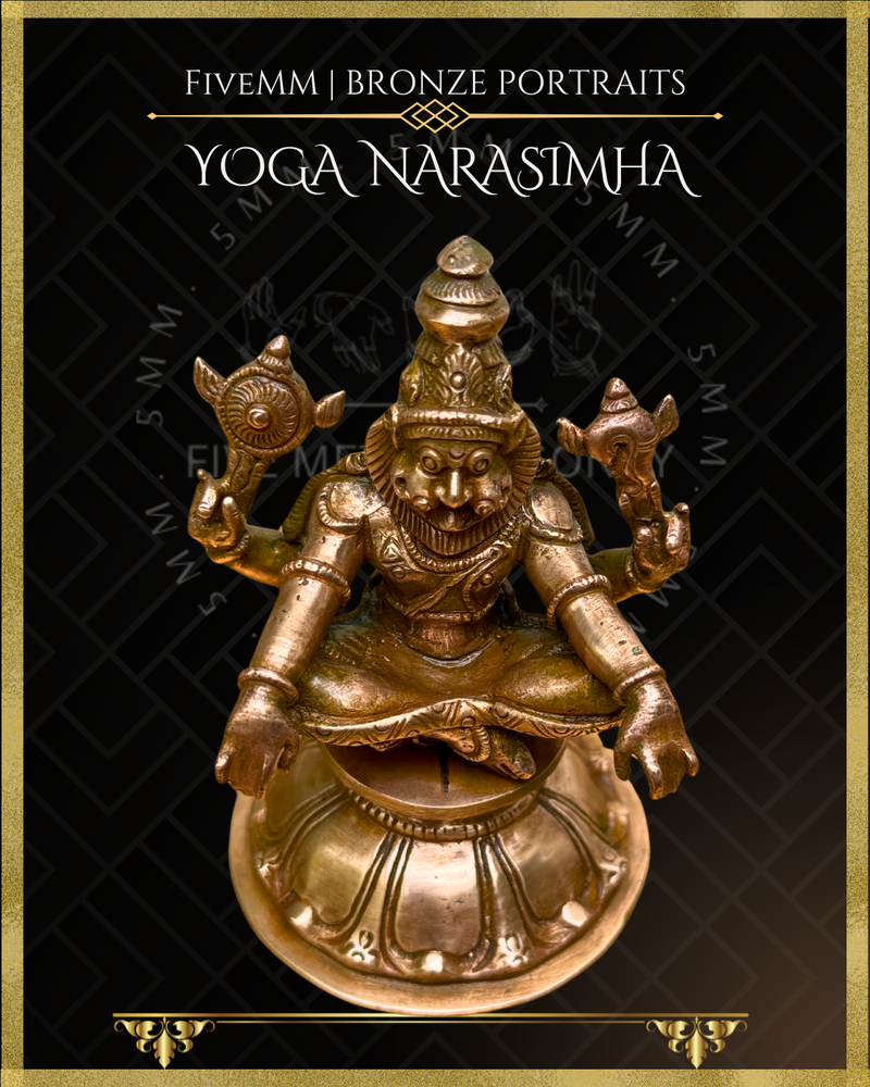 Yoga Narasimha Panchaloha Bronze Icon - 4"