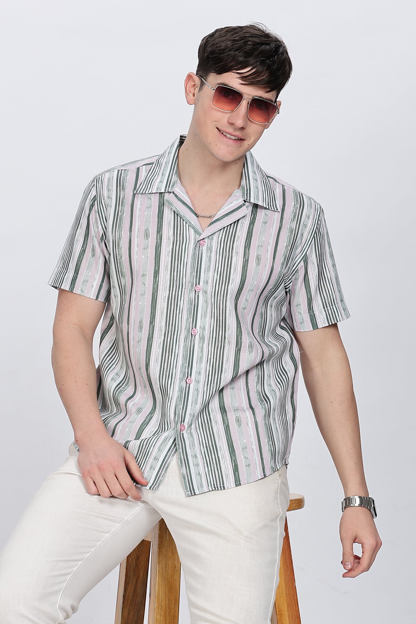 Regular Fit Printed Button Down Collar Casual Shirt