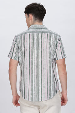 Regular Fit Printed Button Down Collar Casual Shirt Retro Men-7