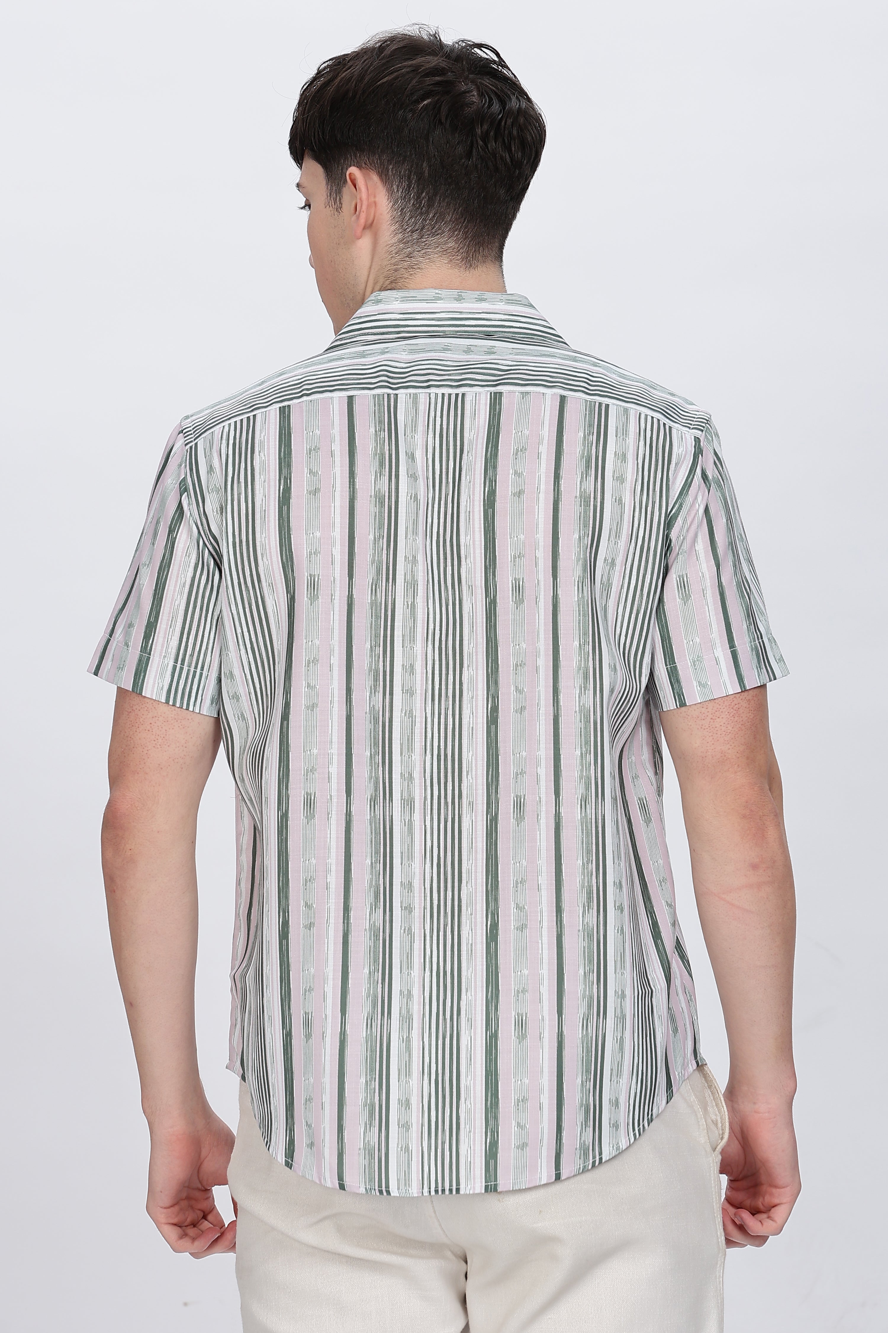 Regular Fit Printed Button Down Collar Casual Shirt Retro Men-7