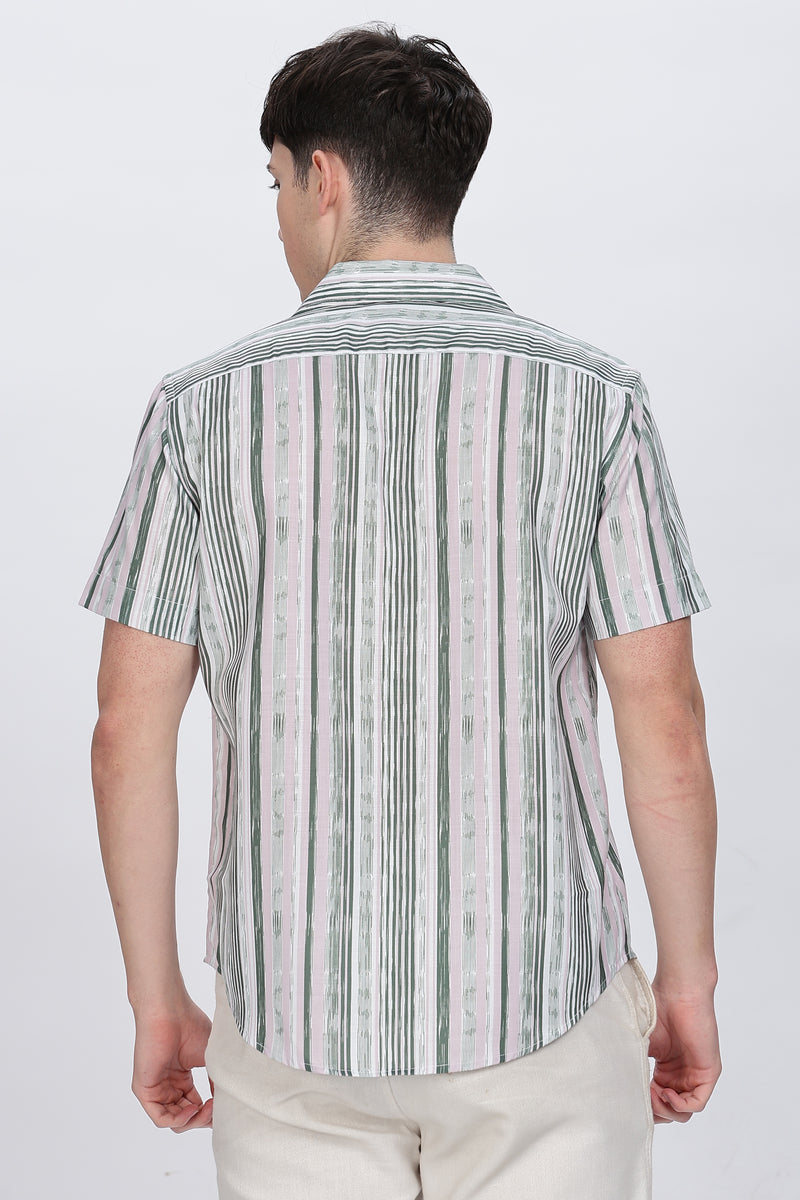 Regular Fit Printed Button Down Collar Casual Shirt Retro Men-7