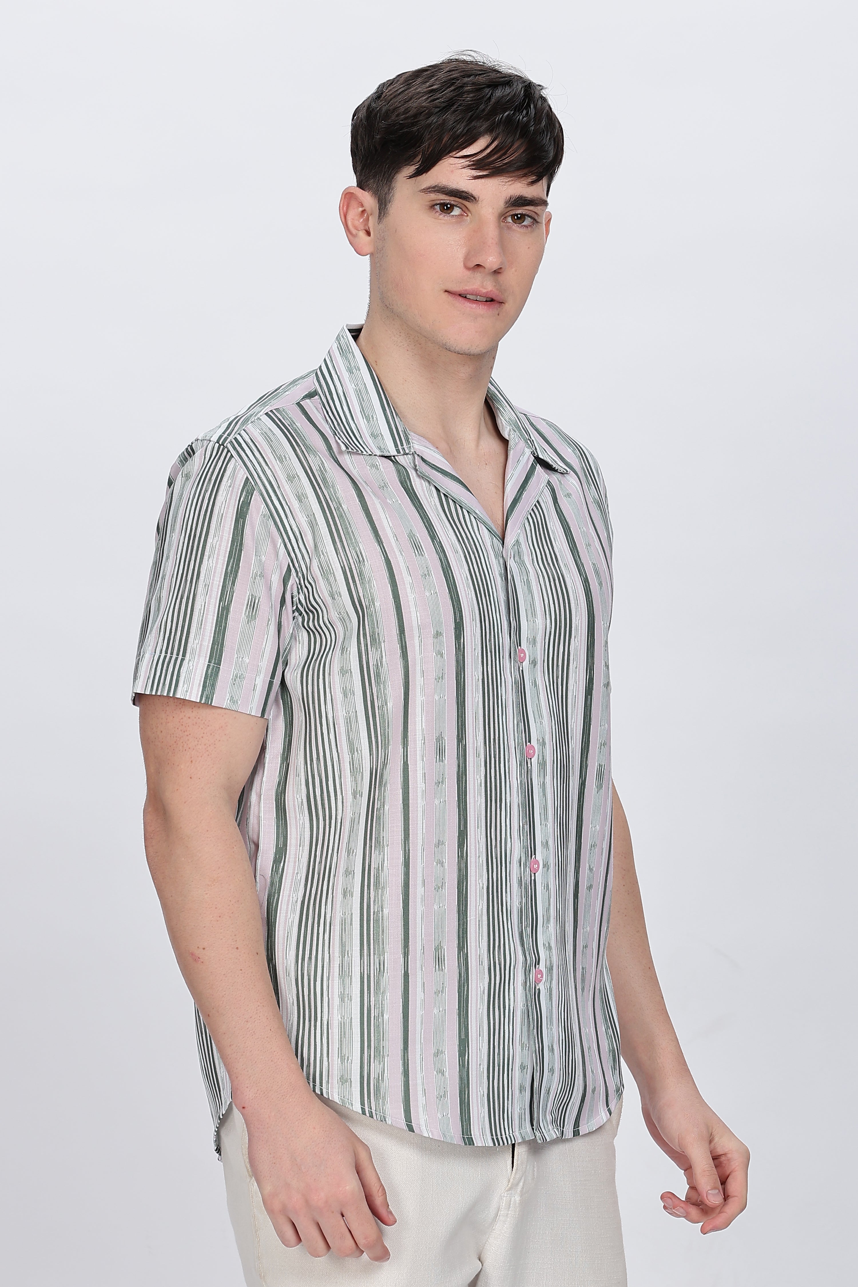Regular Fit Printed Button Down Collar Casual Shirt Retro Men-4